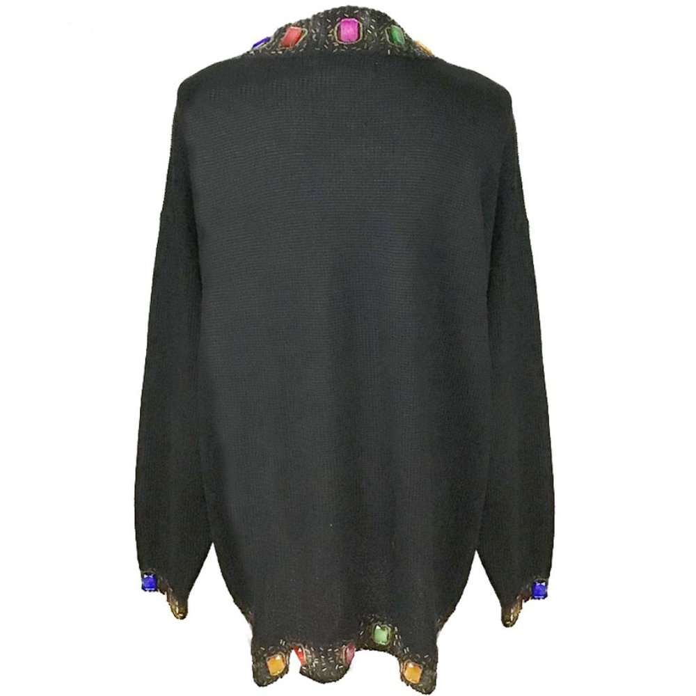 P.A. International Vintage Black Embellished Stones Sweater - Picture 8 of 13